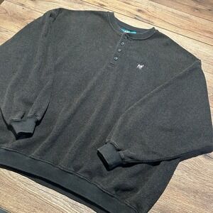 Vintage Big Dogs Charcoal Grey Henley Sweatshirt Mens 4X